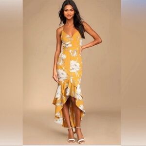 Floral Yellow High-Low Dress